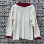 Vintage 90s JTWO Christmas Cardinals Winter Cardigan Sweater Red Collar LARGE Photo 3