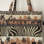 Vintage 80s Safari Animal Print tapestry tote bag vacation beach resort travel Brown Photo 2