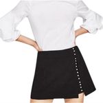 ZARA  Mini Skort Skirt Black Pearl Accents Size Small High Rise Womens Photo 3