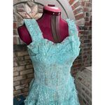 formal dress prom 1950s floral princess tulle aqua blue Green Photo 3
