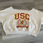 Cute cropped off shoulder USC sweat shirt White Size M Photo 0