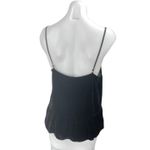J.Crew Black Velvet Velour Sleeveless V Neck Ruffle Cami Camisole Tank Top Sz 8 Photo 2
