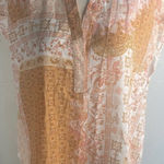 Cupcakes and Cashmere Blouse Women’s Small Boho Patchwork Print Top Short Sleeve Orange Photo 1