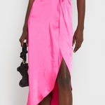 O.P.T. One Pretty Time One Shoulder Satin Midi Dress Barbie Pink Size Medium Photo 0