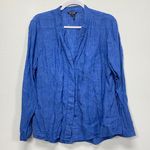 Nic+Zoe  Women’s Petite Large Linen Blue 3/4 Button Down Top Blouse Breathable Photo 0
