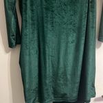 Bloom Chic 1X Green Velvet Long Sleeve Ruched Turtleneck Mini Dress Photo 6