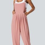 Halara Pockets Waffle Jogger Overalls Rose Tan XL Adjustable Straps Photo 0