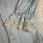 Shadowline Vintage Long Sleeve Nylon‎ Nightgown Lace Trim Embroidered Blue L Size undefined Photo 3