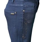 Cache Embellished Jean Pant Denim Zipper Slim Leg Rhinestone Stretch NWT $108 Photo 1