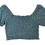Aerie Cottage Summer Floral Smocked Puff Sleeve Crop Top Small Photo 0