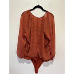 Abercrombie & Fitch bodysuit size XL rust brown polkadot v neck sheer sleeve Photo 2