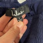 Lulus NWT  perfect moments navy blue smocked tie strapculotte jumpsuit size small Photo 3