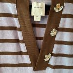 Maeve  Purple Brown Stripe Ribbed Short Sleeve Henley Shirt Preppy Sparkle 2X Photo 3