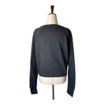 Champion  Black Crew Neck Cropped Raw Hem‎ Logo Raglan Sleeve Sweatshirt Size M Photo 2
