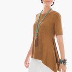 Chico's Faux-Suede Angled Top Brown 2 EUC Photo 1