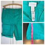 Chico's  1 Linen Blend Bermuda Shorts Women's‎ Small Kelly Green Roll Tab Hem Prep Photo 1