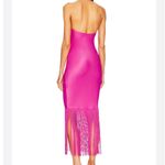 Camila Coelho Dress Payton Maxi Halter Womens Hot Pink Fringe Crepe Dress XS Photo 1
