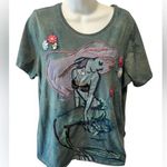 Disney Princess Ariel Embroidered T-Shirt - Green Pink Crew Neck Artsy Photo 0
