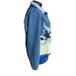 TANTRUMS Women’s Vintage Denim Winter Snowman Jacket Blue White Size Large Blue Photo 2