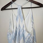 Three Eighty Two  Dress Tanner Slip White Blue Chevron Dot Print Mini Cocktail Photo 10