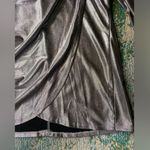 Silver lame wrap blouse with shoulder stud accents, size large Photo 2