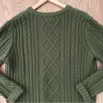 Barbour Sporting Falstone Cable Knit Crew Neck Wool Sweater Green Extra Large Photo 3