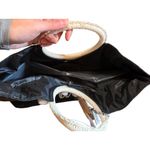 Walmart NWT Womens Team Bride Black & White Tote Bag Detachable Woven Ring Handles Pom Photo 6