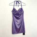 SheIn NEW NWT  SXY Backless Ruched Halter Bodycon Dress Purple Silver Iridescent Photo 2