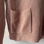 Madewell Soft Pink Crewneck Sweater high low hem slit long sleeve front pockets Photo 5