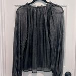 Sanctuary Live It Up Black Metallic Peasant Blouse Long Sleeve Metallic Gray Photo 5