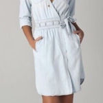 Diane Von Furstenberg DVF x Current Elliott Size 4 Denim Wrap Light Denim Distressed Dress Photo 0