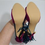 Chic Fuchsia Suede Fringe Sandals Concise Ultra High Heels Lace Photo 8