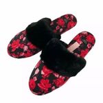 Victoria's Secret Victoria Secret Slippers Satin Red Black Floral Photo 0