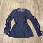 Pleione  Navy Long Sleeve Top with Bow Accents Photo 2