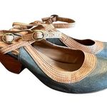 Miz Mooz  Green & Tan Leather Eva Slingback Heels Size 8 Photo 0