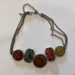 Chico's Chico’s Multicolored Speckled Stones Metal Necklace Three Chains Lobster Clasp Photo 0