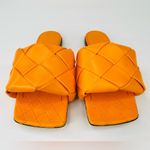 Bottega Veneta LIDO INTRECCIATO TANGERINE WOVEN LEATHER FLAT SANDALS SIZE EU 35 Photo 3