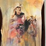 Brit & Bridle Cowgirl Print Long Sleeve Tee with Lace Trim Photo 1