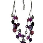 Multicolor NK Beaded Necklace Adjustable Length Purple Pink Silver Beads u Fashi Photo 0