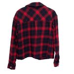 BeachLunchLounge Womens Flannel Plaid Button Down Shacket Red Black Size Large Photo 2