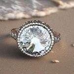 Handcrafted sparkly ring made with Swarovski crystal adjustable fit Silver Photo 2