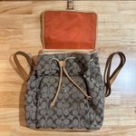 Coach Classic Signature Khaki Jacquard Vachetta Buckle Drawstring Backpack, EUC Photo 3