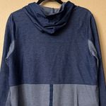 Zenergy by Chico's Size 1 M/L Blue Denim Moto Jacket Hoodie Sweatshirt Size M Photo 8