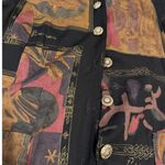 Jeffrey & Dara Womens Long Top Size 18 Retro Button Front Short Sleeve Abstract Black Photo 2