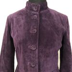 Cache Purple Fitted Leather Suede Jacket Top New Lined Banded Collar $248 NWT Photo 2