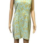 Marsh Landing  Vintage Tropical Cotton Sleeveless Teal Zip Back Dress Womens 10 Photo 0