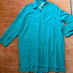 Ekouaer NWT  Teal Button Front Long Sleeve Shirt Dress Size XL Photo 0