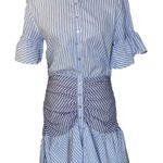 Cinq à Sept Cinq A Sept Asher Blue and White Striped Shirt  Dress | Size 4 Photo 3