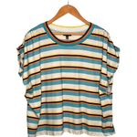 New AFRM Womens Size 3X Jorja Cropped Top Striped Ruched Cap Sleeves Multi Photo 7
