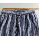 Old Navy  New Women’s Linen Blend Pants Wide Leg Blue White Stripes Sz L Pull On Photo 4